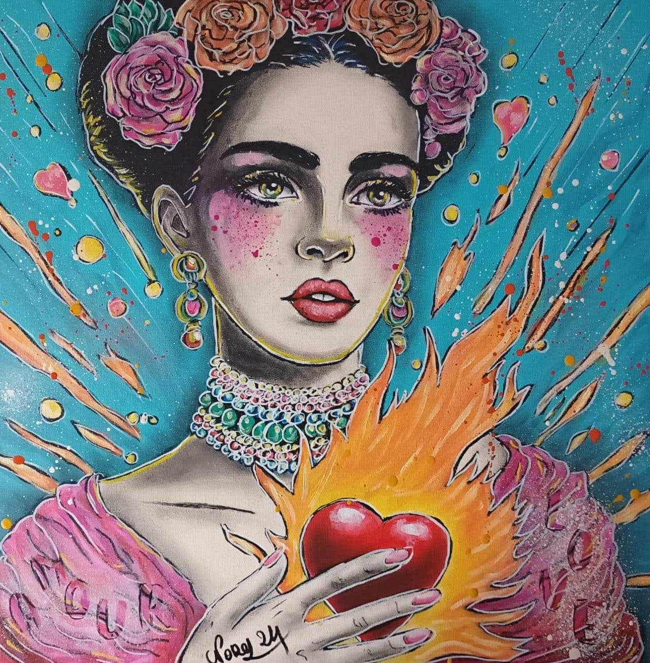 Œuvre Norel Art colorée avec portrait de Frida
