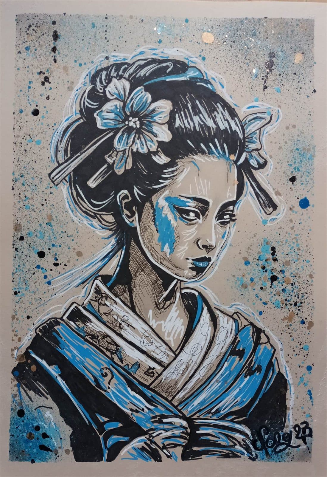 Geisha bleu