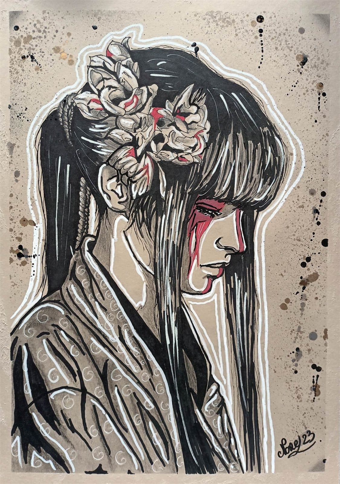 Portrait rouge dans l’univers Norel Art