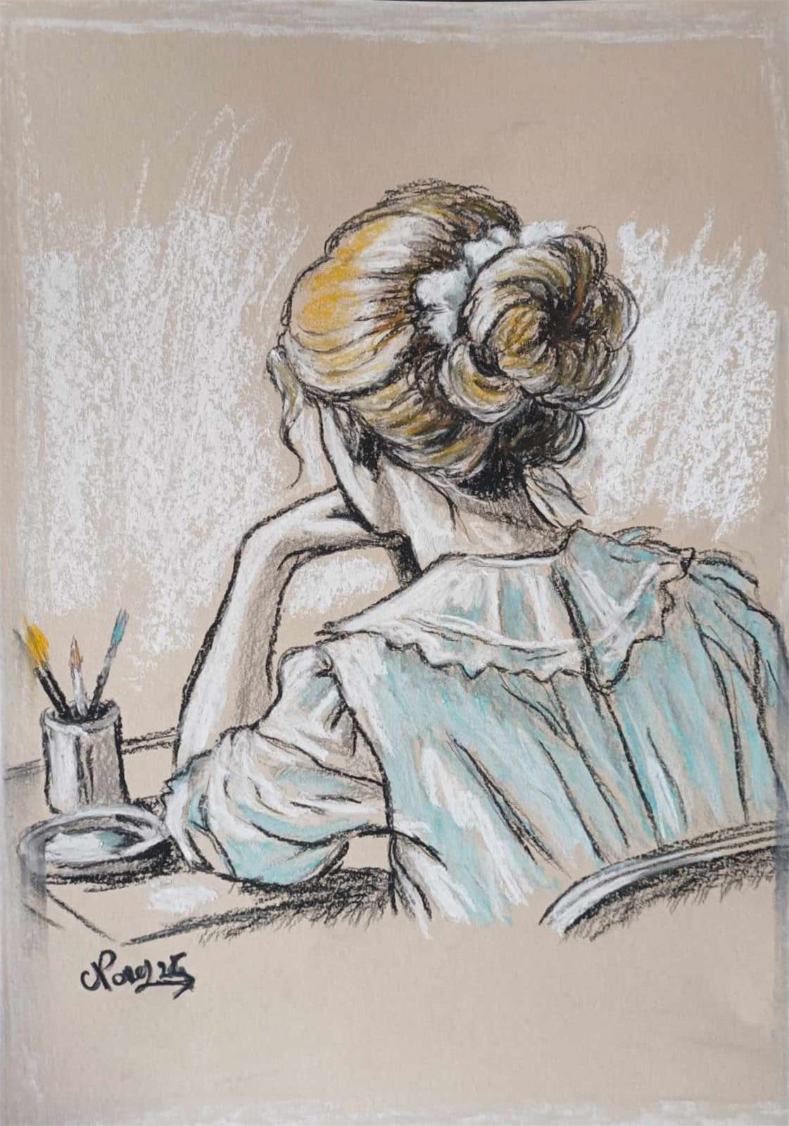 Œuvre Norel Art montrant une artiste de dos
